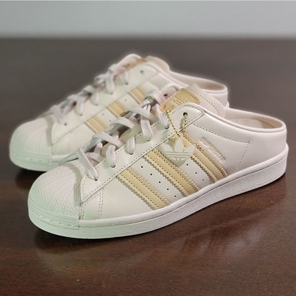 Adidas Originals London Superstar Mule Beige Pink Leather Shoes Sneakers G58357 - Picture 2 of 11